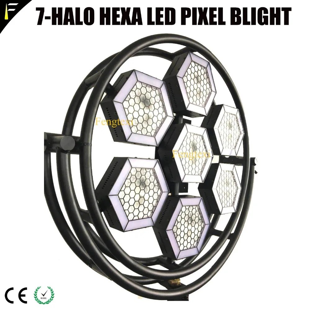 7 Halo Hexa COB LED Pixel Stage Studio Back Light DMX512 Warm/Cold Color 2in1 Hexagon Bee Eye Blight with Tripod&Flight Case