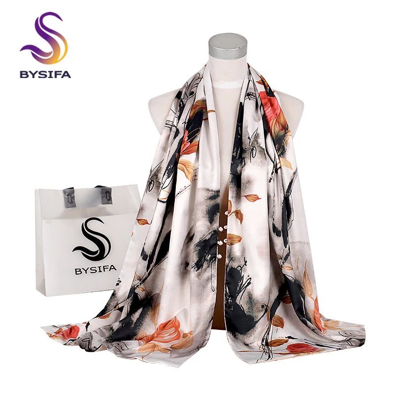 

[BYSIFA] Women Scarves New Elegant Silk Scarf Shawl Chinese Style Peony Design Winter Double Faces Buttons Long Scarves 175*50cm