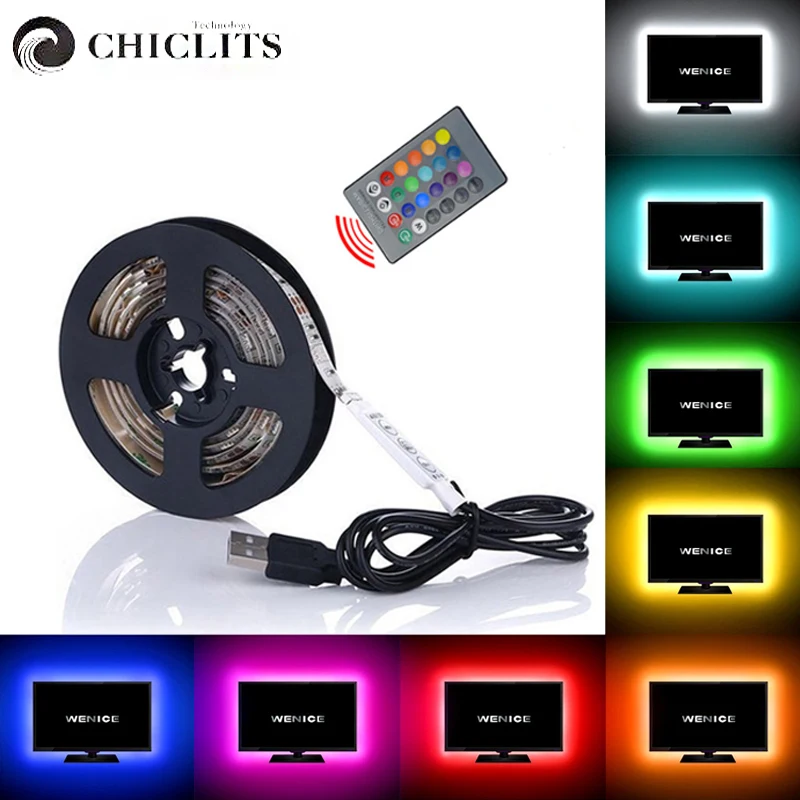 

Светодиодная лента RGB USB 5M Компьютерный ТВ Фоновые ленты SMD5050 5 В Подсветка Светодиодная лента Велосипедное освещение Украшение для дома