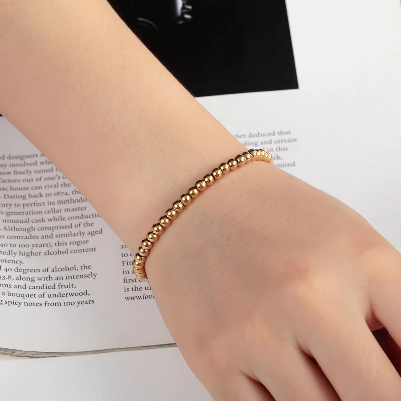 Neue Mode-Stil Männer Frauen Breite 4mm und 6mm Dehnbare Perlen Armbänder Hohe Qualität Edelstahl Zwei Größen schmuck Großhandel – Detail 5