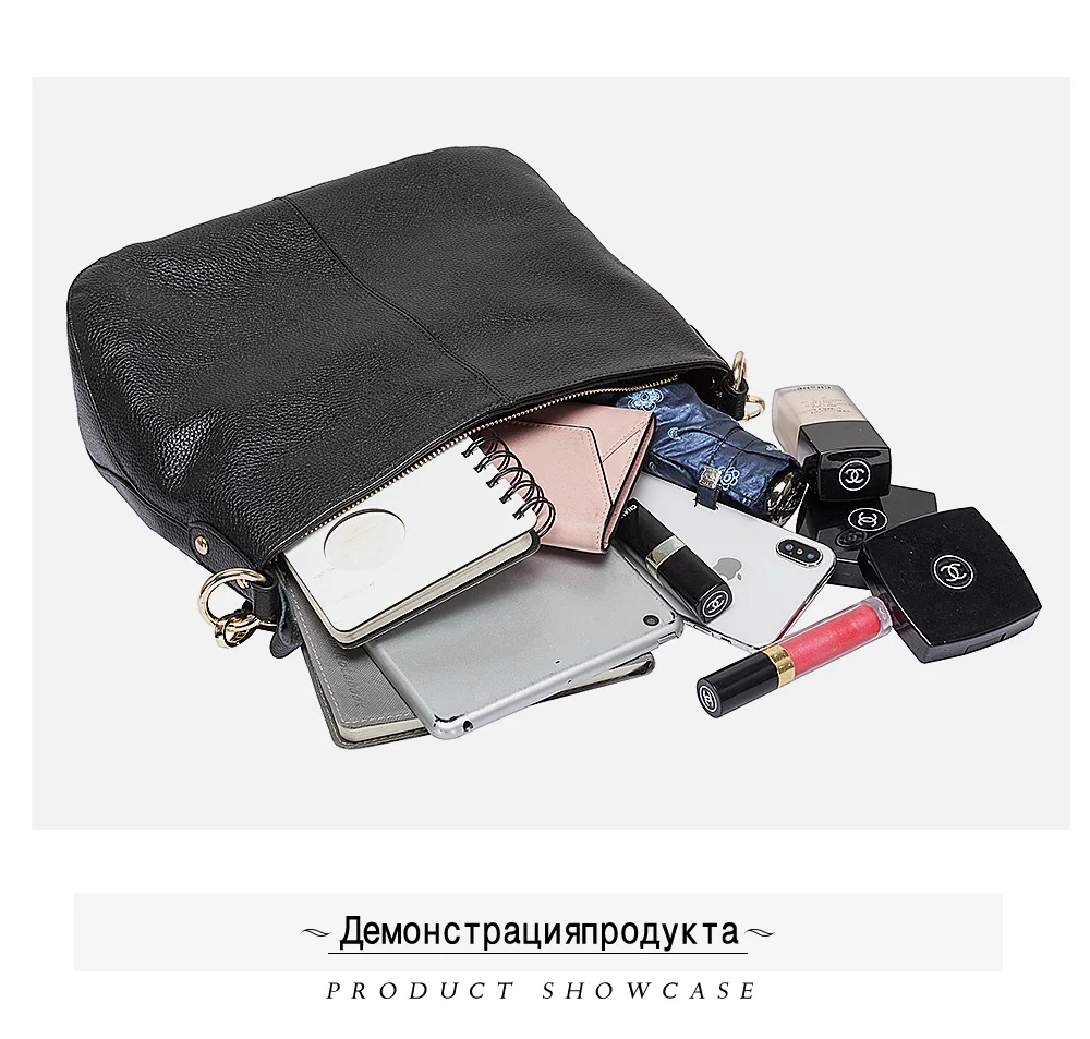 Zency 100 % echtes Leder, Qualität A+, Damen-Umhängetasche, modisch, schwarz, Messenger-Umhängetasche, Damen-Hobos, graue Tragetasche – Detail 8