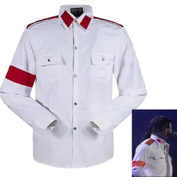 Impersonator Michael Jackson Costumes shirt Stuff Man In Mirror Anti-war Embroidery Stitchwork White CTE Casual