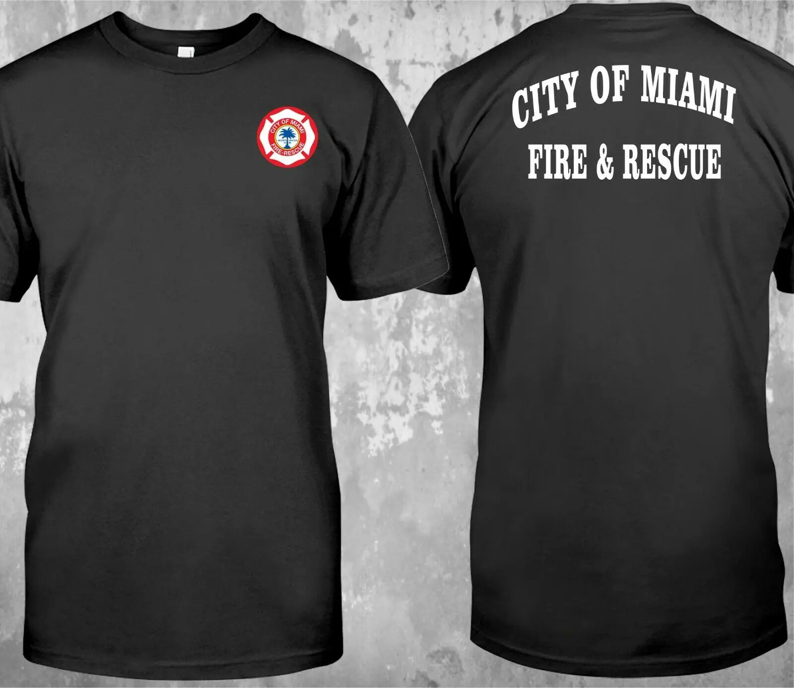 New City of Miami Fire Rescue Fire Department Firefighter Double Side T-Shirt 2019 Summer Men\'S Street Style Printing T Shirts