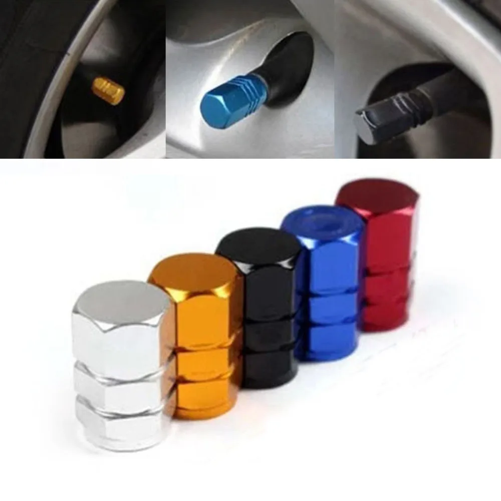 New 4pcs/pack Theftproof Aluminum Car Wheel Tires Valves Tyre Stem Air Caps Airtight Cover 4 Colors