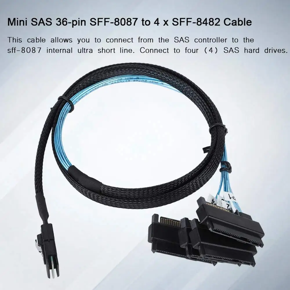 Internal Mini SAS 36pin SFF-8087 to (4) SAS 29pin SFF-8482 7+22P connectors with SATA Power