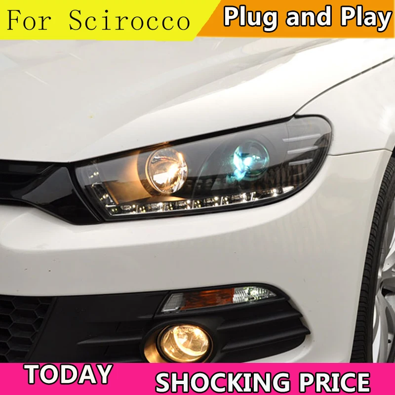 

doxa Car Styling for VW Scirocco Headlights Scirocco R LED Headlight DRL Lens Double Beam H7 HID Xenon bi xenon lens