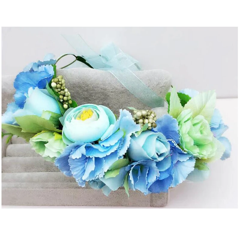 

Camellia Flower Bud Crown Women Girls Hair Accessories Bridesmaid Flower Wreath Wedding Headband Kids Party Floral Garlands