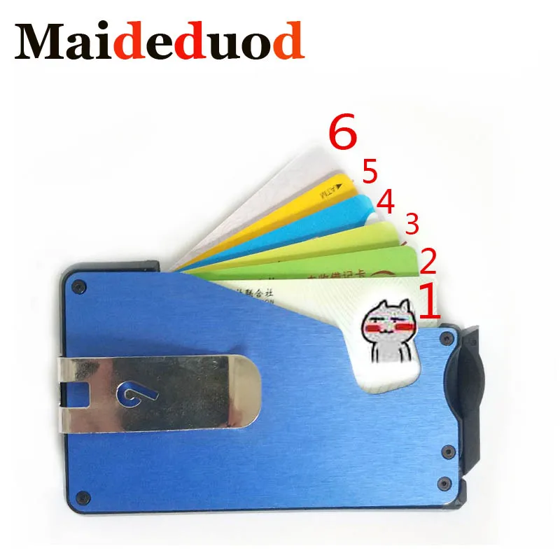 Maideduod Carbon Fiber Metal Credit Card Holder Rfid Wallet Blocking Portable ID Card Case Men Aluminum Clip Pocket Porte Carte