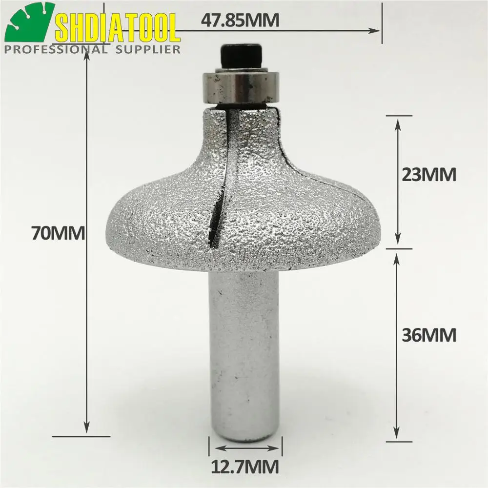 SHDIATOOL No.22 Vacuum Brazed Diamond Router Bits With 1/2