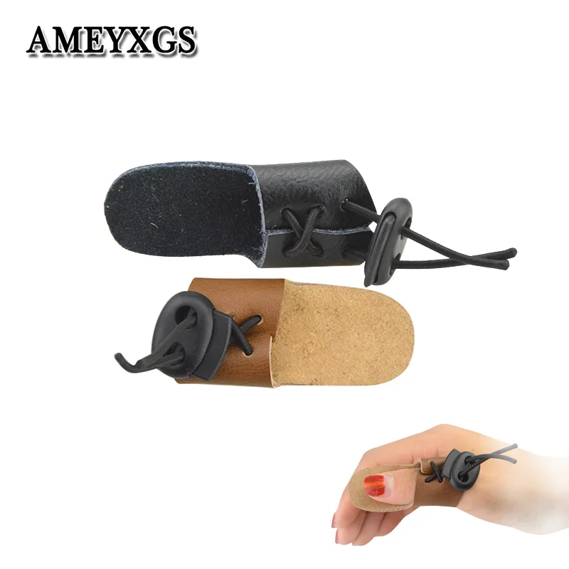 1pc Archery Finger Guard Thumb Finger Glove Leather Finger Tab Protector Hand Hunting Archery Slingshot Sports Accessories