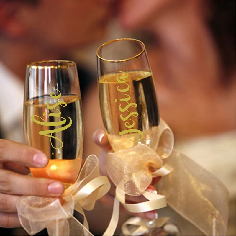 Custom Name Vinyl Decal for Wine Glass Decor, Personalized Wine Glass  Decals Wedding Party Decoration - AliExpress 15