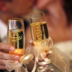 Custom Name Vinyl Decal for Wine Glass Decor, Personalized Wine Glass Decals Wedding Party Decoration