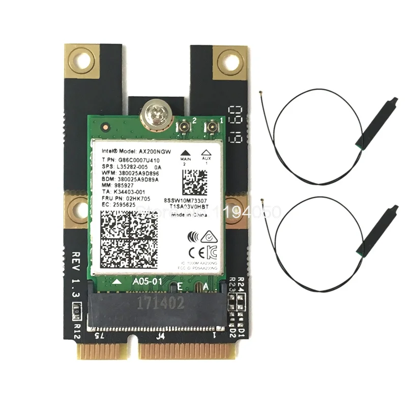 Двухдиапазонный 2,4 Гбит/с для Intel Wi-Fi AX200NGW 802.11ax / acWifi AX200 NGFF M.2 двухдиапазонный Bluetooth 5,0 сетевая Wlan карта + антенна