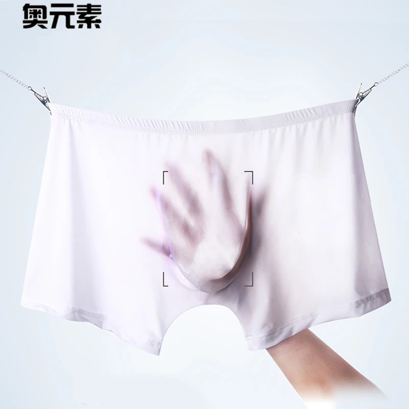 Men Boxer Shorts Brand sexy underwear ice silk Cueca Masculina Hombre Slips Ropa Interior Home Underwear man Penis Pouch Boxers