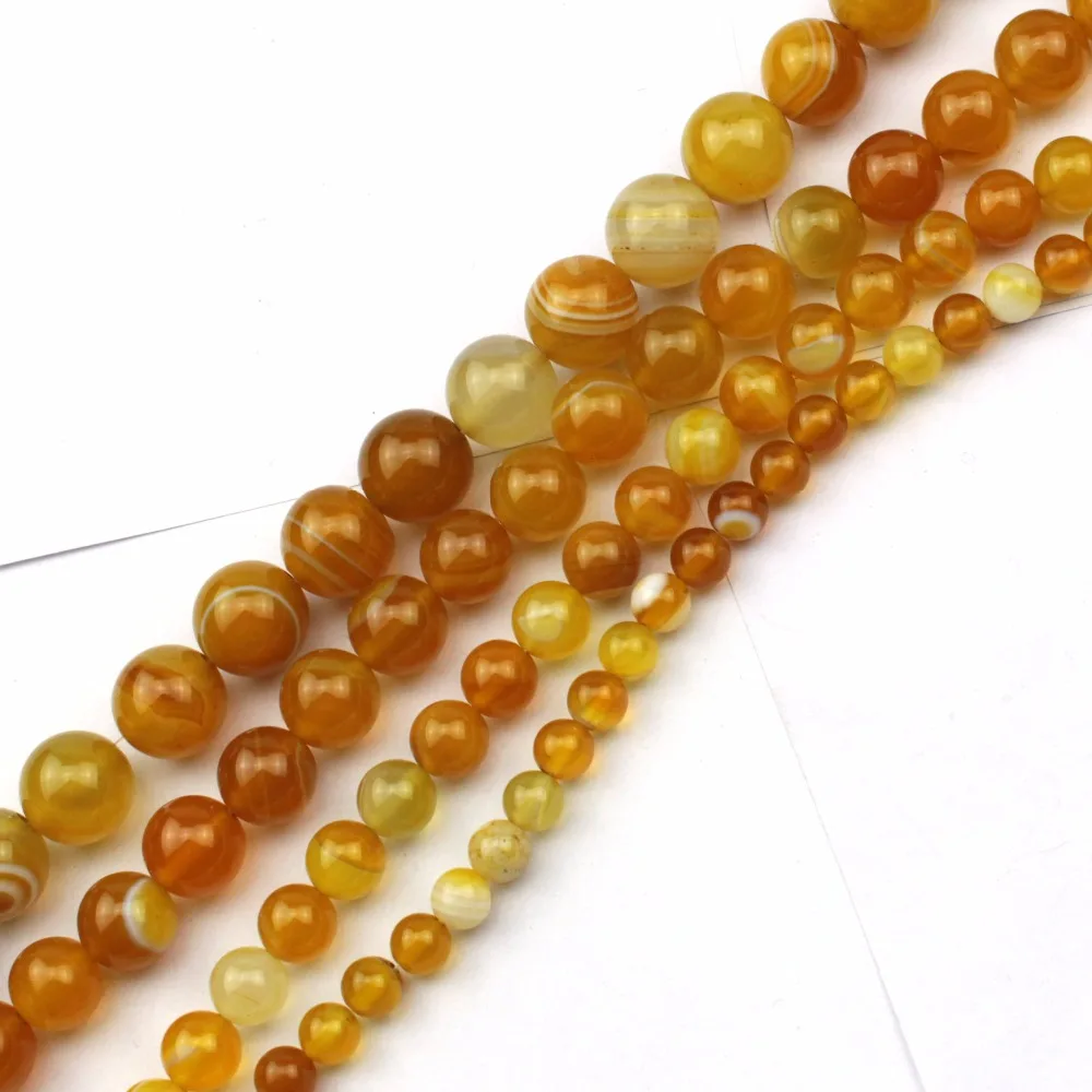 Natural Yellow Sardonyx/ Agate Natural Stone Diy Loose Beads For Jewelry Making Strand 15"