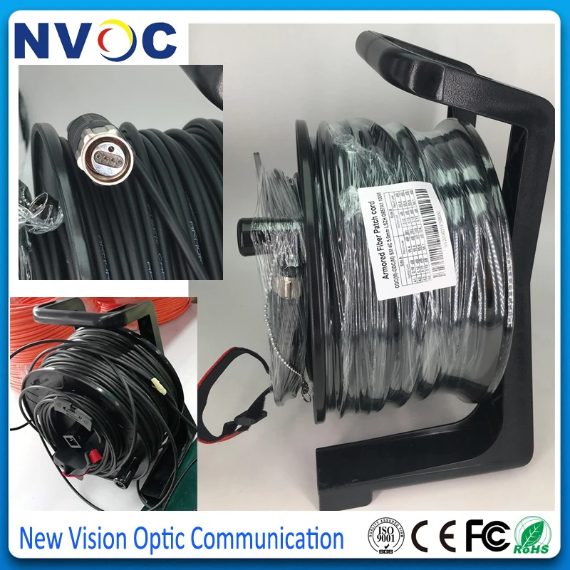 ODC Round(Male) to ODC 300Meter Fiber Optic Patch Cord Socket+2Pcs 4C ODC Square(Female) to LC/UPC 1M Fiber Optical Jumper