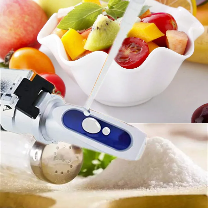 2 in 1 0-32%Brix & 0-28% Salinity Refractometer w/ATC 2 scale Measure Sodium Chloride in Food Salt Fruits