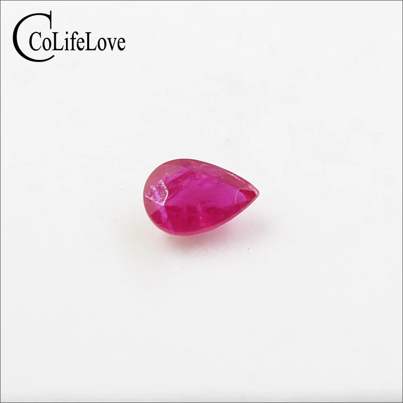 5 mm * 7 mm real natural heated ruby loose gemstone for jewelry DIY  0.6ct Pear cut ruby gemstone