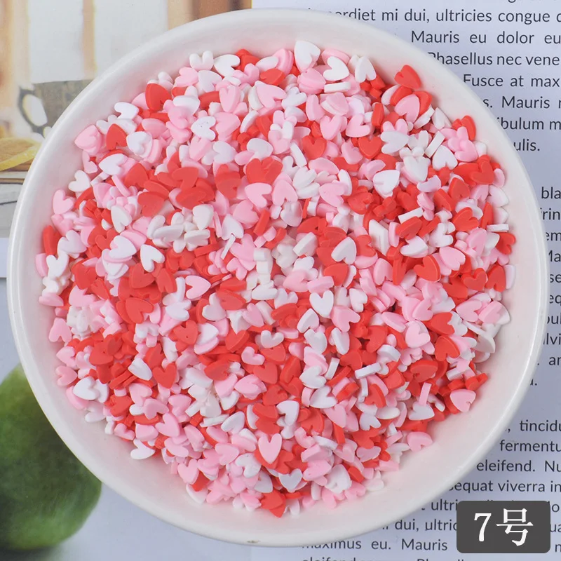 20 gr/los Nette Gefälschte Ton Streusel Bunte Herz Fünf Sterne Schleife Süßigkeiten Streusel für Handwerk Machen, DIY Kuchen Dessert Dekoration – Detail 7