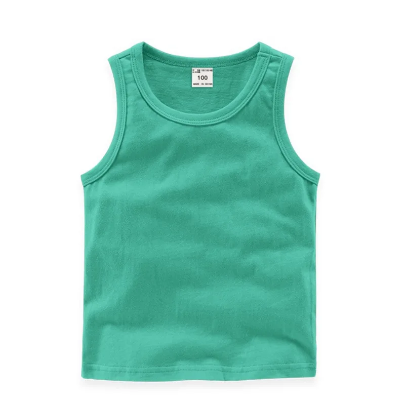 DE PEACH Summer Cotton Children Vest Tshirt For Boys Girls Kids Sleeveless Tops Toddler Baby Boys Girls Clothes For 1-12 Years