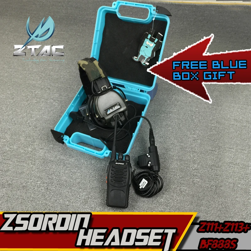 

Z-TAC Arsoft Sordin Noise Reduction Z Tactical Headset All for Hunting Midland kenwood Z113 PTT Military Radio Set