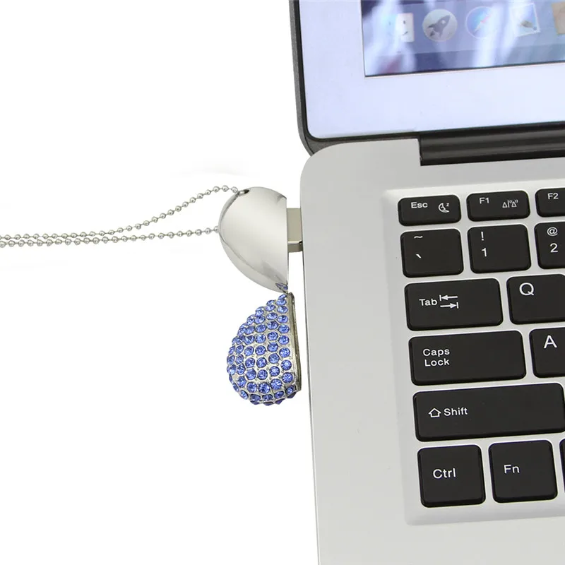 Clé usb créative avec pendentif cœur en métal et cristal, support à mémoire de 4GB 8GB 16GB 32GB 64GB, 128G