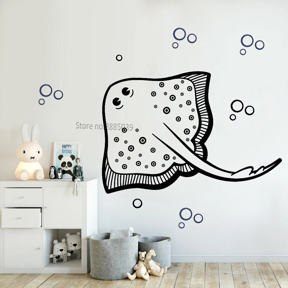 Big Stingray Decals Kids Bedroom Wall Decor Cute Murals DIY Self-sticking Bubble Wall Stickers New Arrival Marine Life LC921