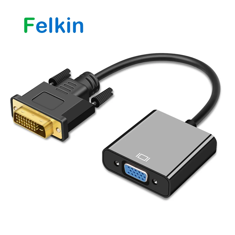 Felkin DVI to VGA Adapter Converter Cable DVI Male to VGA Female Adapter 1080P Video Converter for PC HDTV Monitors Display