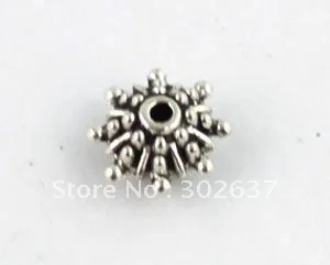 

80 tibetan silver dotted snowflake spacer beads A8385