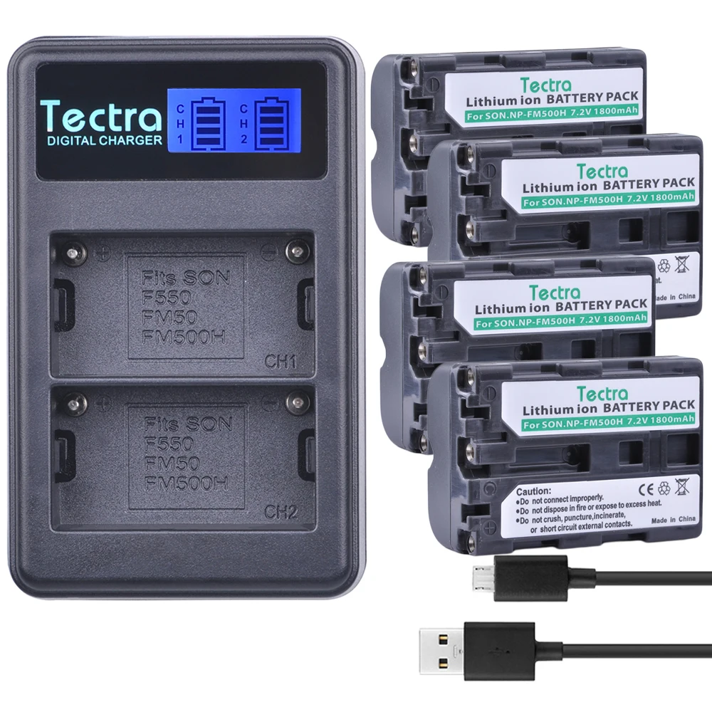 

Tectra 4PCS NP-FM500H Li-ion Camera Battery+LCD USB Dual Charger for Sony A57 A65 A77 A450 A560 A580 A900 A58 A99 A550 A200 A300