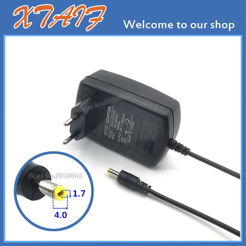 DC 12V2A  12v 2000mA  4.0mm*1.7mm power adapter ac 100-240V power supply black Plug in EU/UK plug Charger for dvd   12V 2A