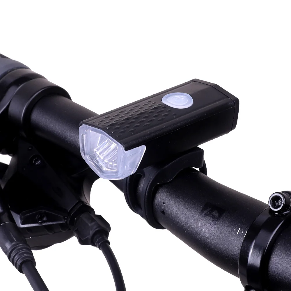 300 Lumen Bicycle Light Rechargeable Front Handlebar LED Light Waterproof Bike Flashlight with Handlebar Mount and Side Lights