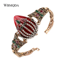 Wbmqda Bohemian Luxury Vintage Colored Strawberry Bracelets For Women Antique Gold Color Crystal Turkish Statement Jewelry Gift