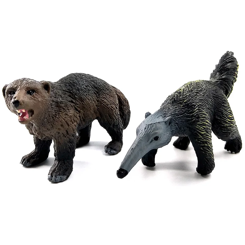 Simulation forest wild animal model one piece Badger Wolverine Anteater Beaver Bear action figure PVC toy figurine Gift For Kids