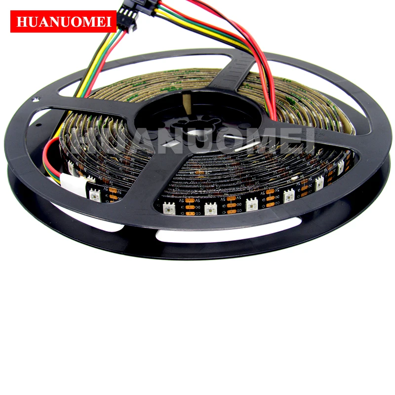 5M 72LEDs/M SK9822 LED Digital Strip Lights APA102 Built IC in the 5050 SMD Chip Waterproof IP65 Black PCB Magic Color Lamp Tape