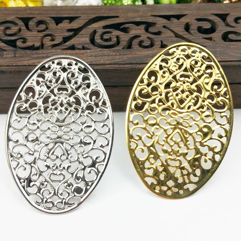 20pcs 37x55mm Filigree ellipse  Wraps Metal Charms For Embellishment Scrapbook DIY Jewelry Metal Craft  Wraps