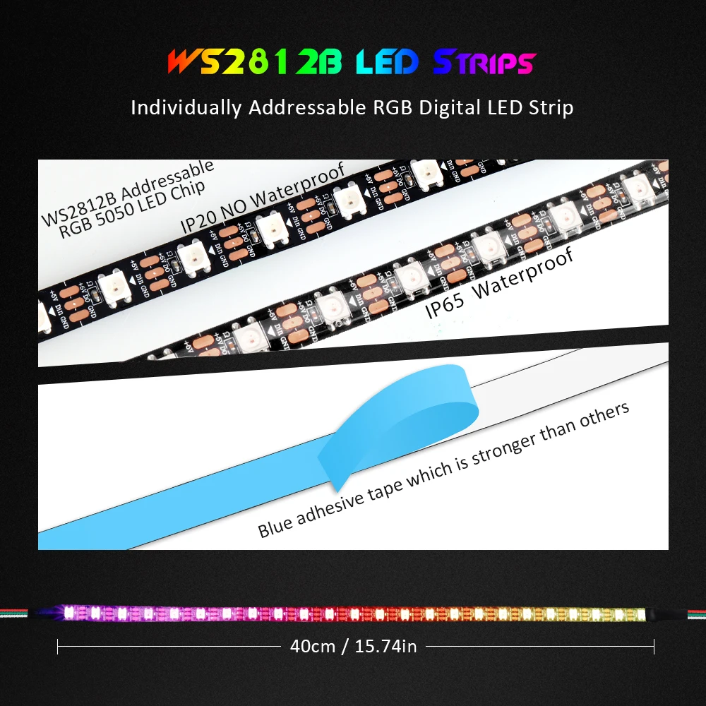 WS2812b RGB LED Strip 5V 3 Pin addressable LED PC Strip SATA RGB Remote Controller For PC Computer Case Gabinete Gamer Led Light