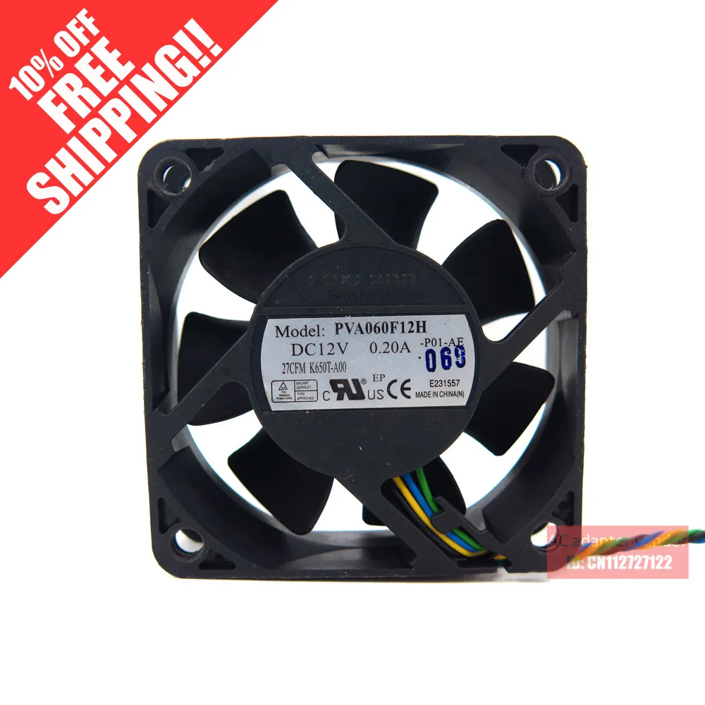 Foxconn 6020 6CM 12V0.20A 4 wire PWM PVA060F12H cooling fan