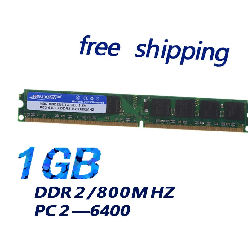 

KEMBONA Sealed DDR2 800Mhz 1GB PC2 6400 (for all motheboard) 240pin for Desktop RAM Memory Lifetime warranty / Free Shipping