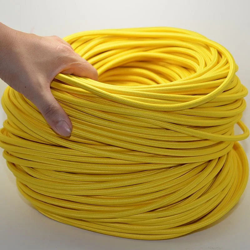 10m /a lot fabric electrical cable Electric cable retro 2*0.75 textile woven mesh cable wire and the color yellow of power lines