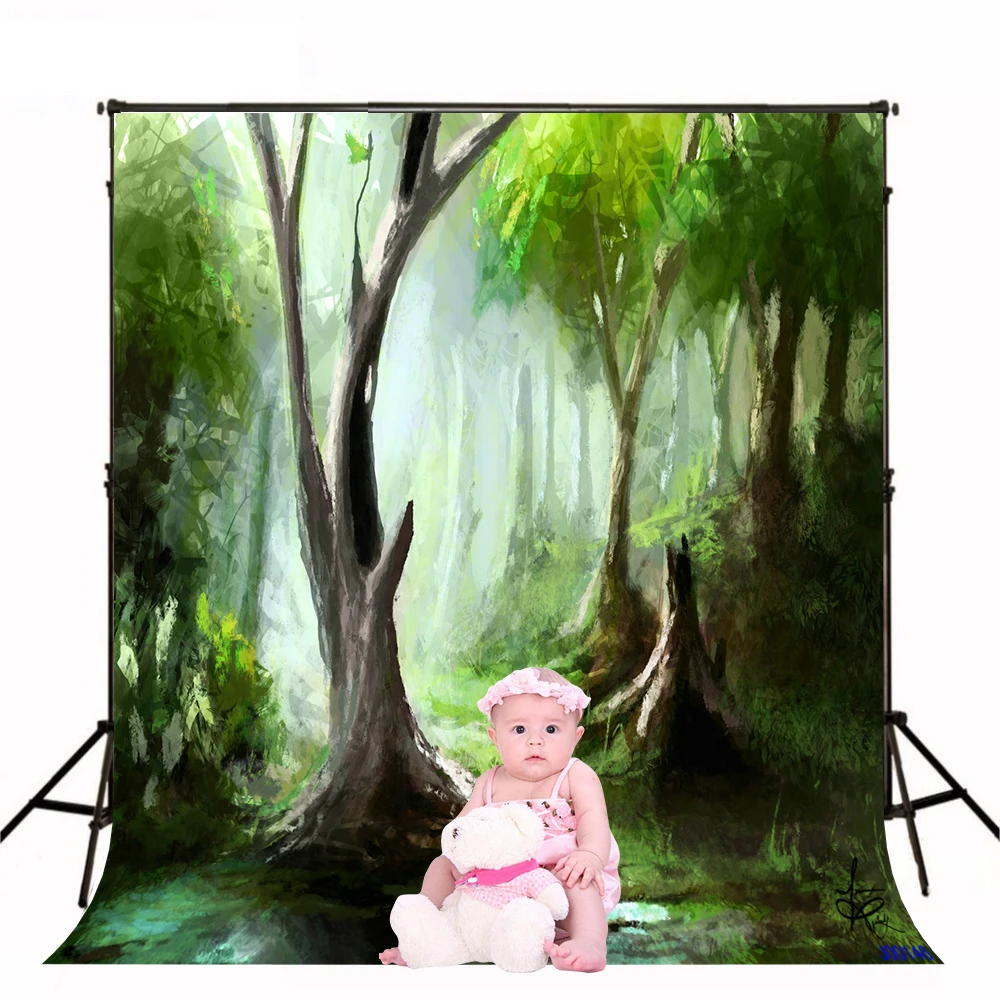 VinylBDS Forest Photography Backdrops Forest Fairy Sunshine Washable and Wrinkle Free Photography Backdrops Spring Backgrpund