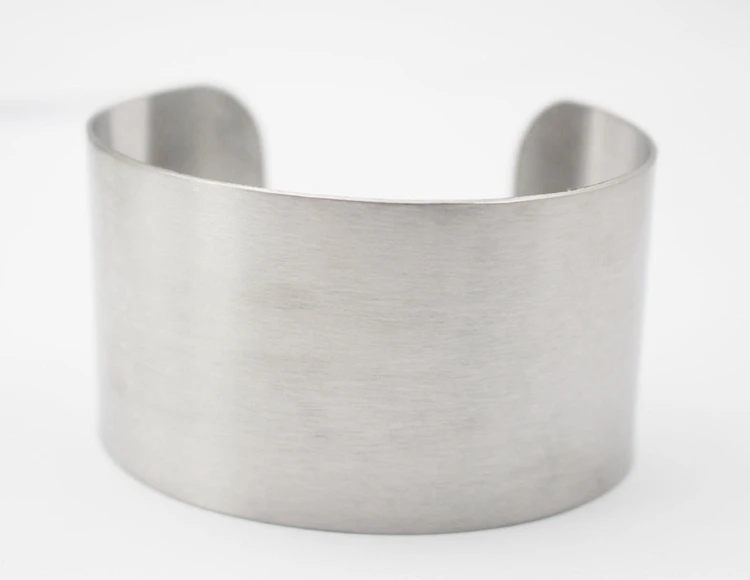 Wide Matte Silver Color Cuff Bracelet Bangle Stainless Steel Fashion Jewelry For Women Men