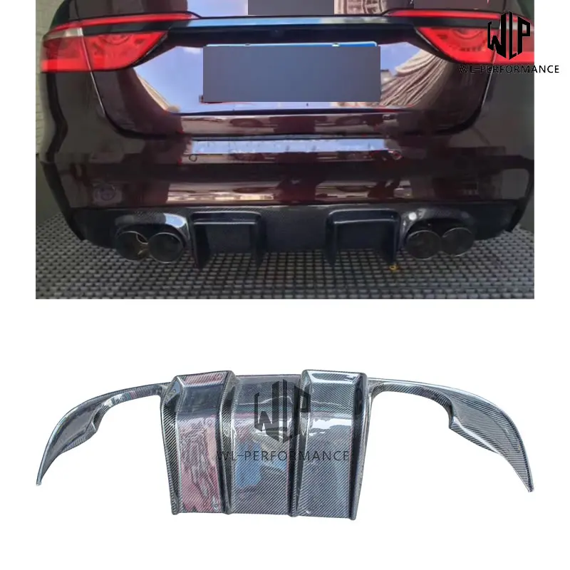 Fit For Jaguar XF Carbon Fiber Double Out Rear Bumper Diffuser Bumpers Lip 2016-UP