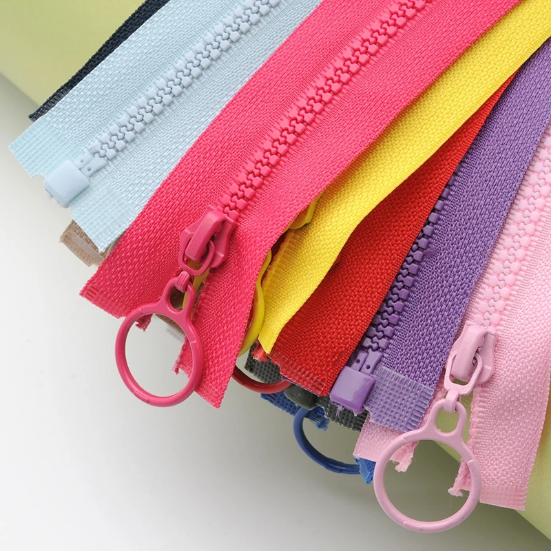 14 colors Mix 3# resin zipper 25cm/60cm Candy colors zippers round ring zipper slider for DIY Sewing Bag garment accessories