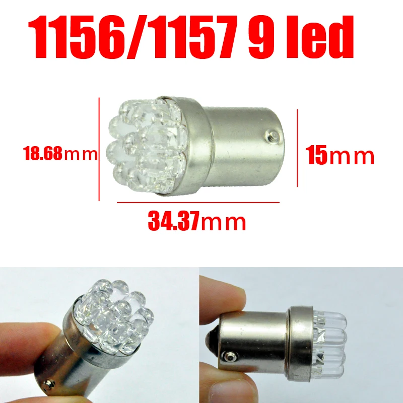 AutoEC 100x 1156 1157 BA15S P21W 9 LED Motorcycle Lamp Car Truck Turn Signal Warning Light Bulbs Cold White DC12V #LF50