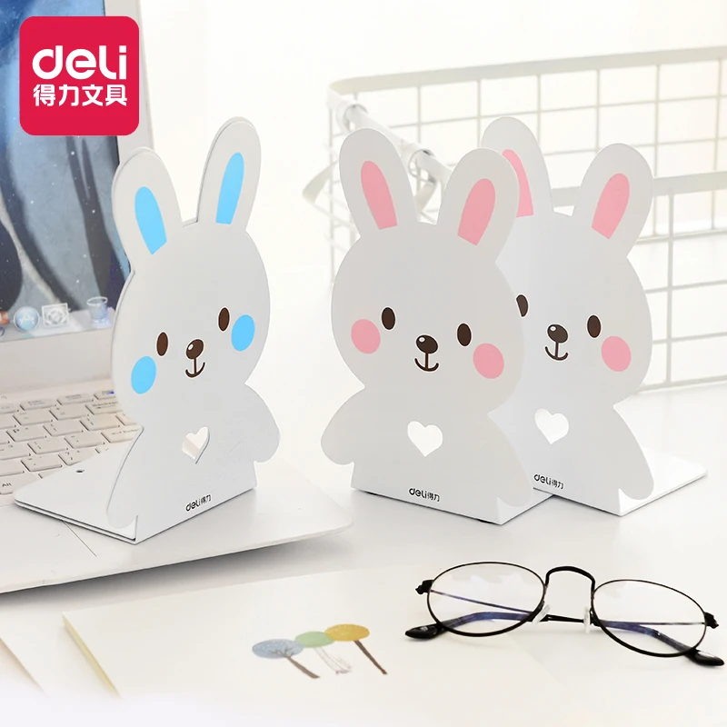 2 pcs/lset Creative animal bunny metal book stand student Gift cute Cartoon rabbit bookends baffle simple School office Supplies