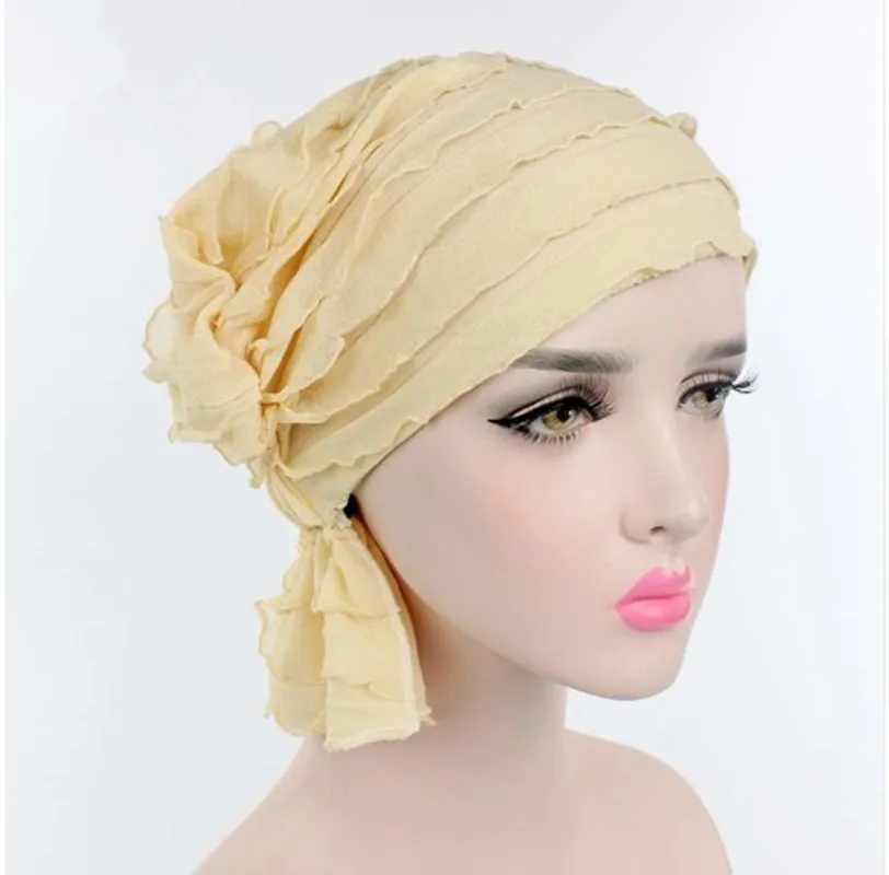 Muslim Bonnet Womens Hijab Chiffon Turban Hat Headwear Cap Head Wrap Cancer Chemotherapy Chemo Beanies Hair Cover Accessories