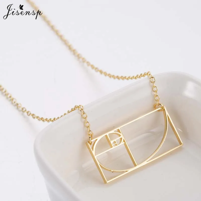 Jisensp Trendy Geometric Golden Ratio Pendant Necklace Mathematical Necklaces & Pendants Jewelry for Women Teacher Gift