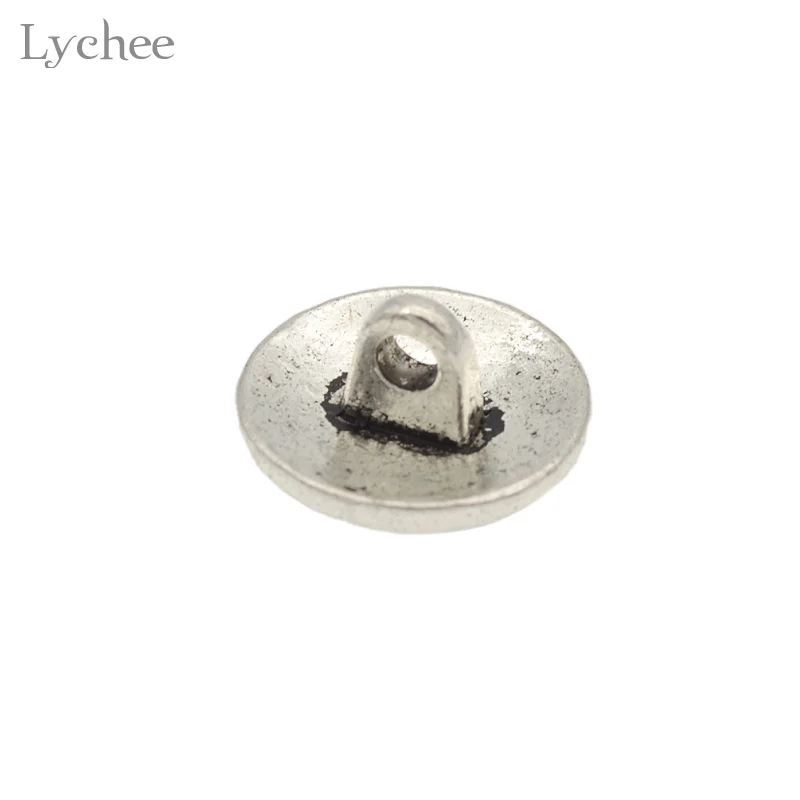 Lychee Life 10pcs Silver Metal Tree Carving Shank Buttons Round Carved Tree Jeans Button DIY Sewing Handmade Scrapbook Craft