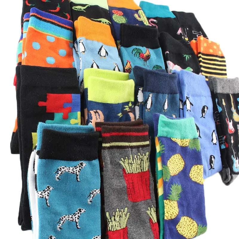 WPLOIKJD-Chaussettes de compression coordonnantes pour hommes, Hip Hop, Flamants roses, Cantum, Crew, Casual, Food, Animals, Happy, Funny, Zones Me,